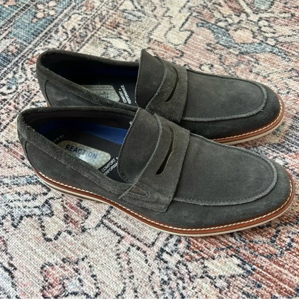 Kenneth Cole Reaction Mens Klay Flex Leather Dress Penny Loafers Shoes Size 10